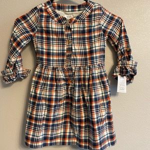 Brand new plaid kids long sleeve dress! So cute! 💙🧡